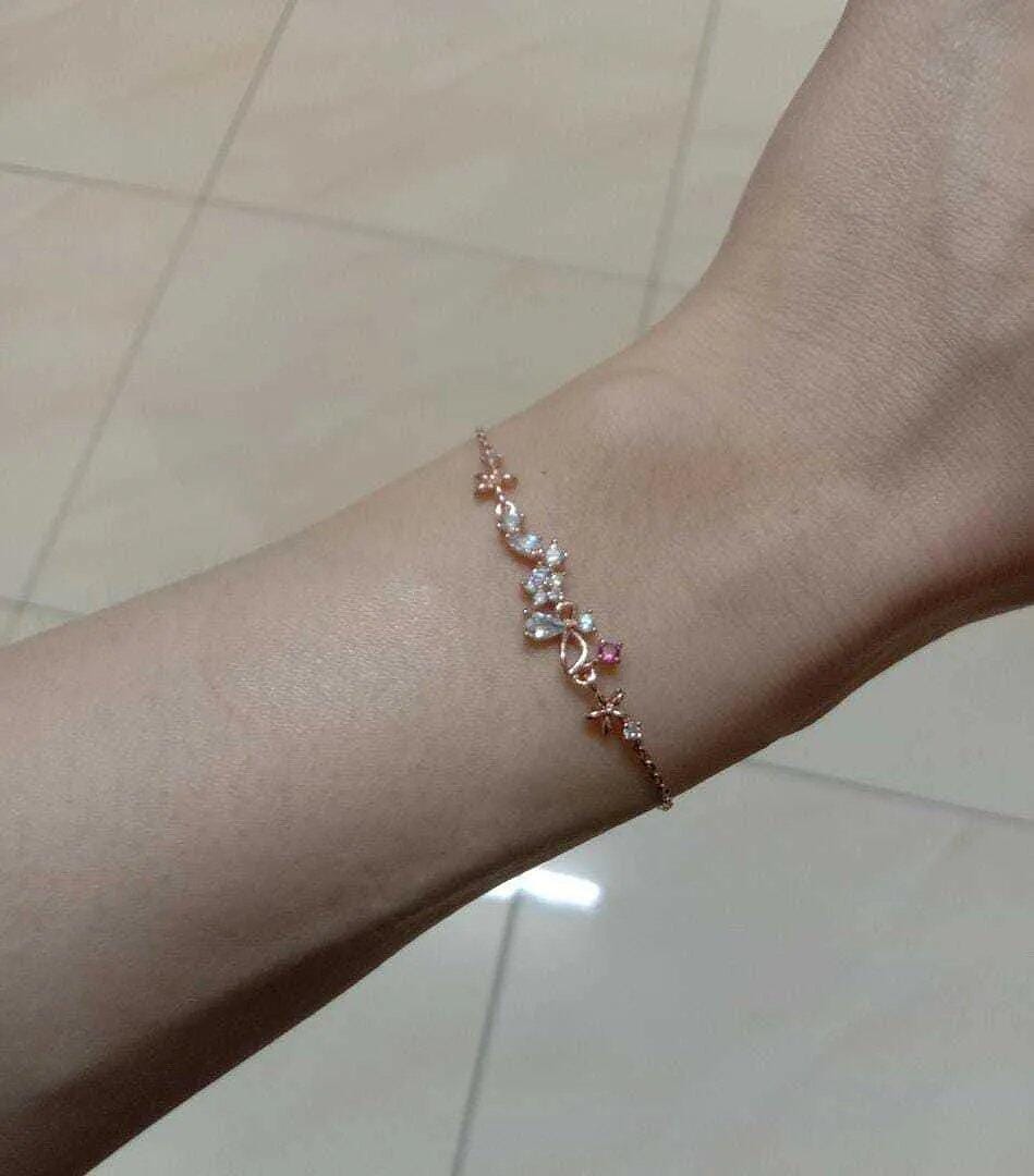 Customer photo review of Rose Gold Rain Lily Bracelet