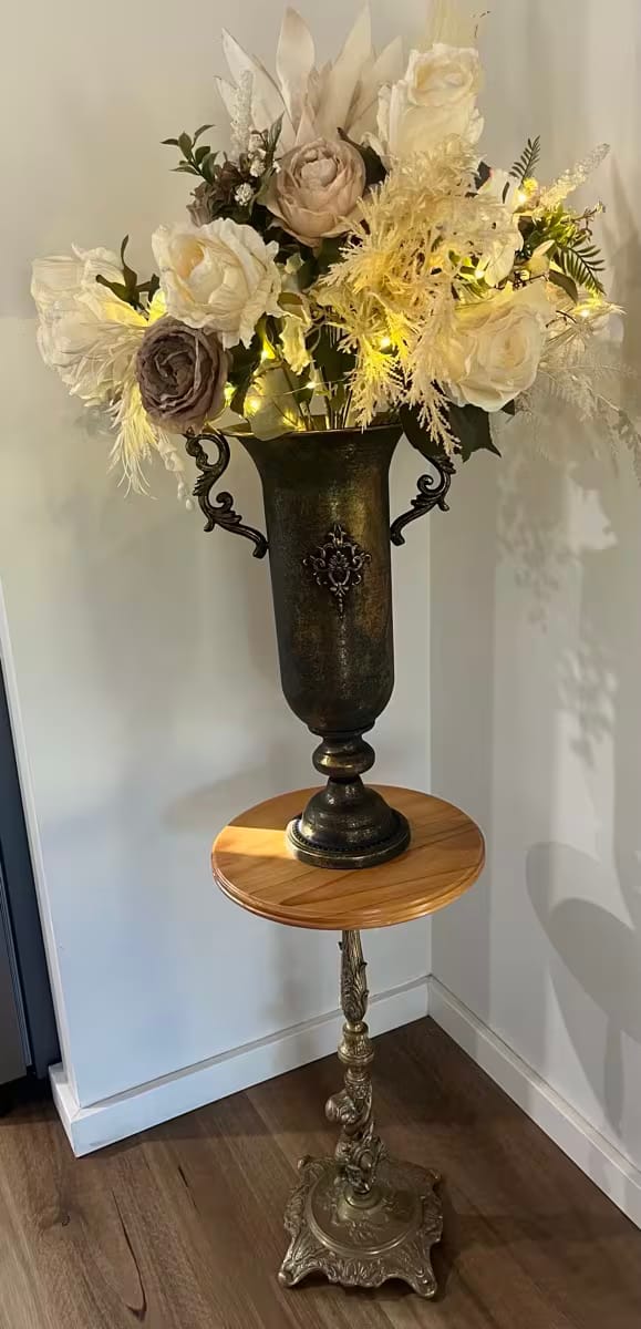 Customer photo review of Antique Gold Vase – Vintage Metal Statement Piece
