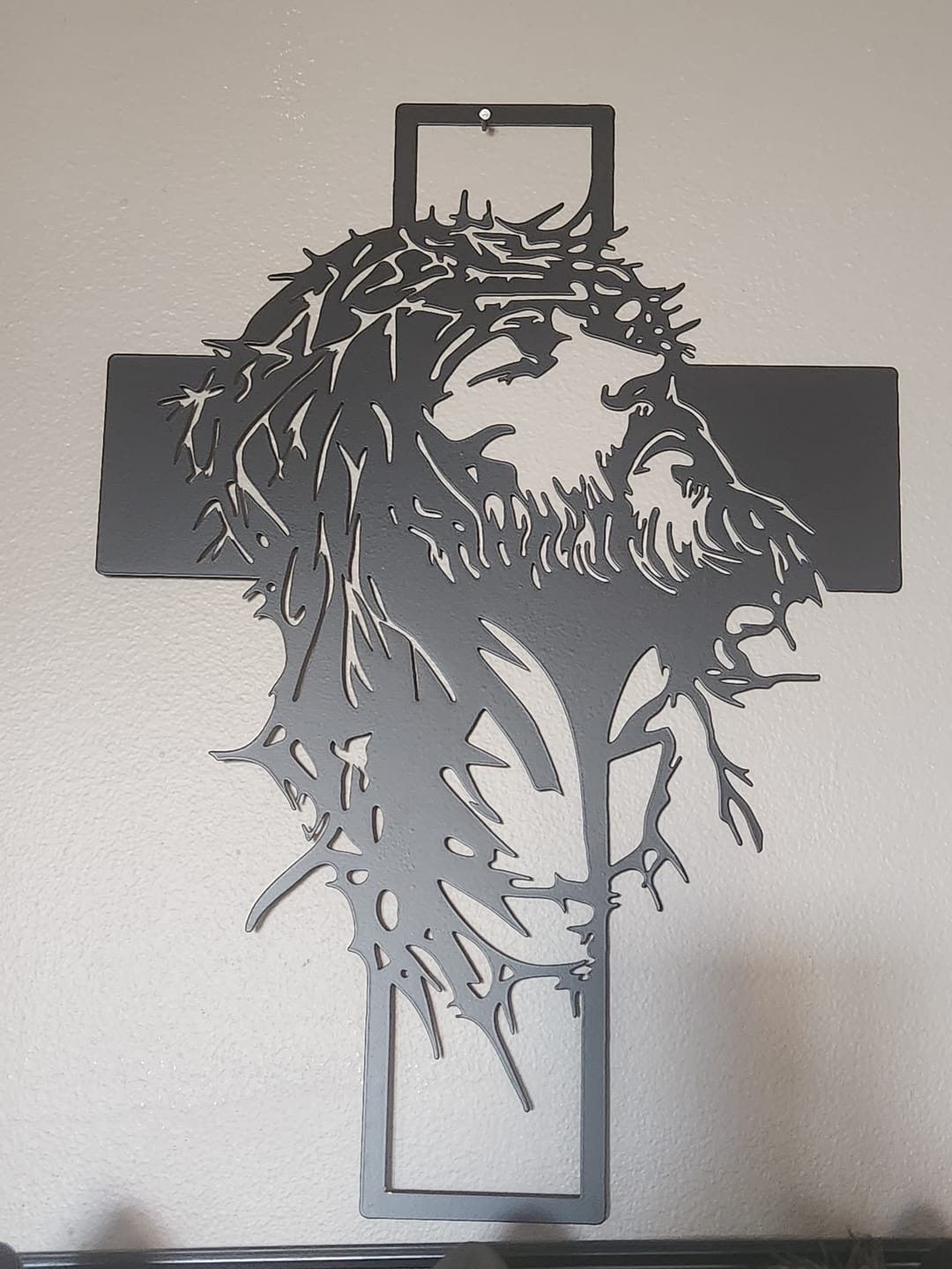 Customer photo review of Christianartworkshop Crown of Thorns Jesus Cross Metal Wall Decor: Heartfelt Faith Statement