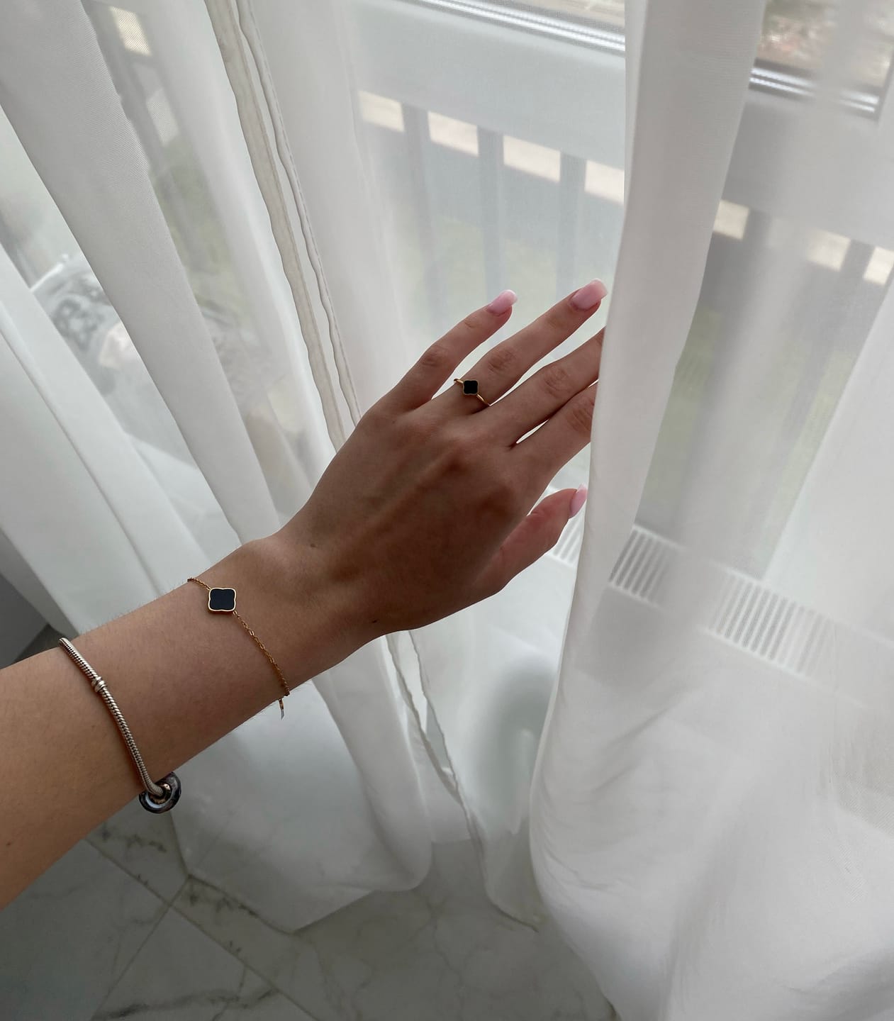 Customer photo review of Flora Gold Black Bracelet