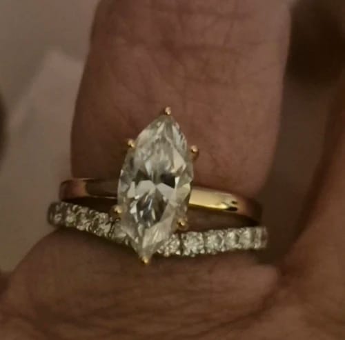 Customer photo review of 2 Carat Marquise Cut Solitaire Moissanite Ring