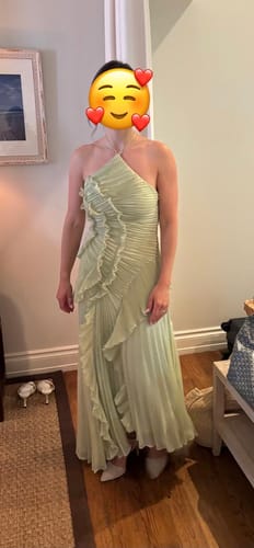 Customer photo review of Lorelie Halter Gown in Sage Green by AMUR - RENTAL