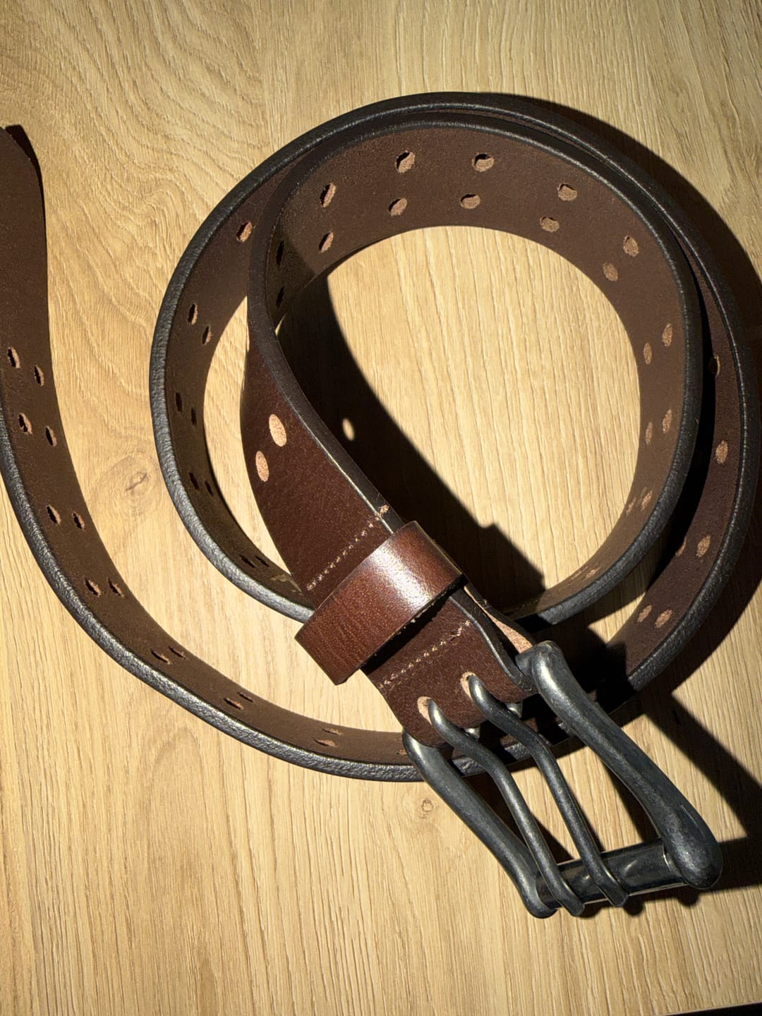 Customer photo review of Brown Double Hole Full Grain Leather Belt