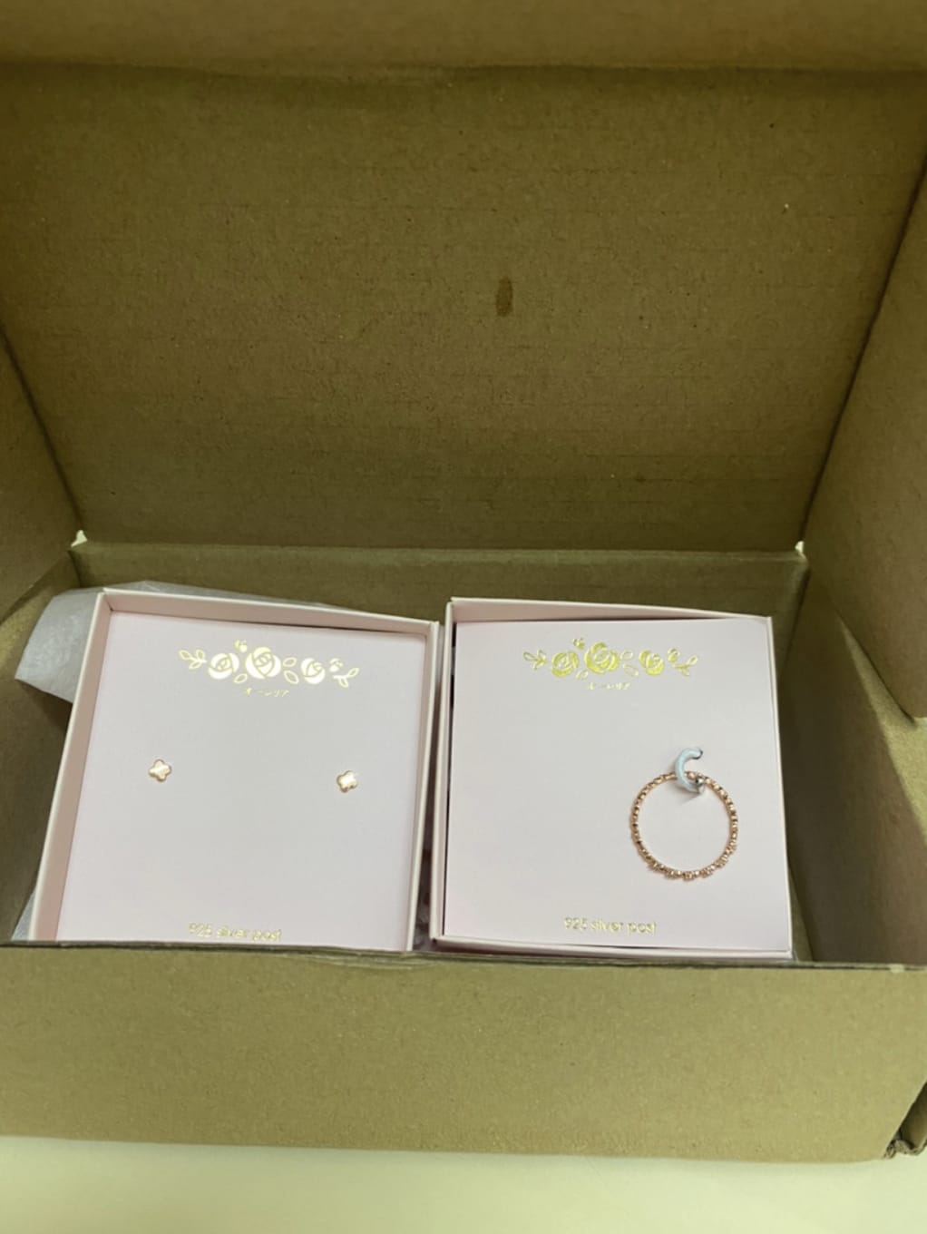 Customer photo review of Rose Gold Vanya Lucky Clover Earrings