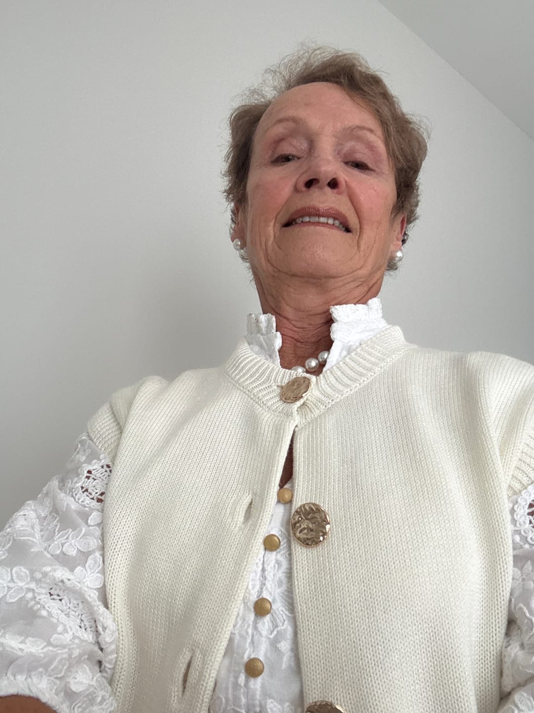 Customer photo review of Chloe Knit Vest - Pearl