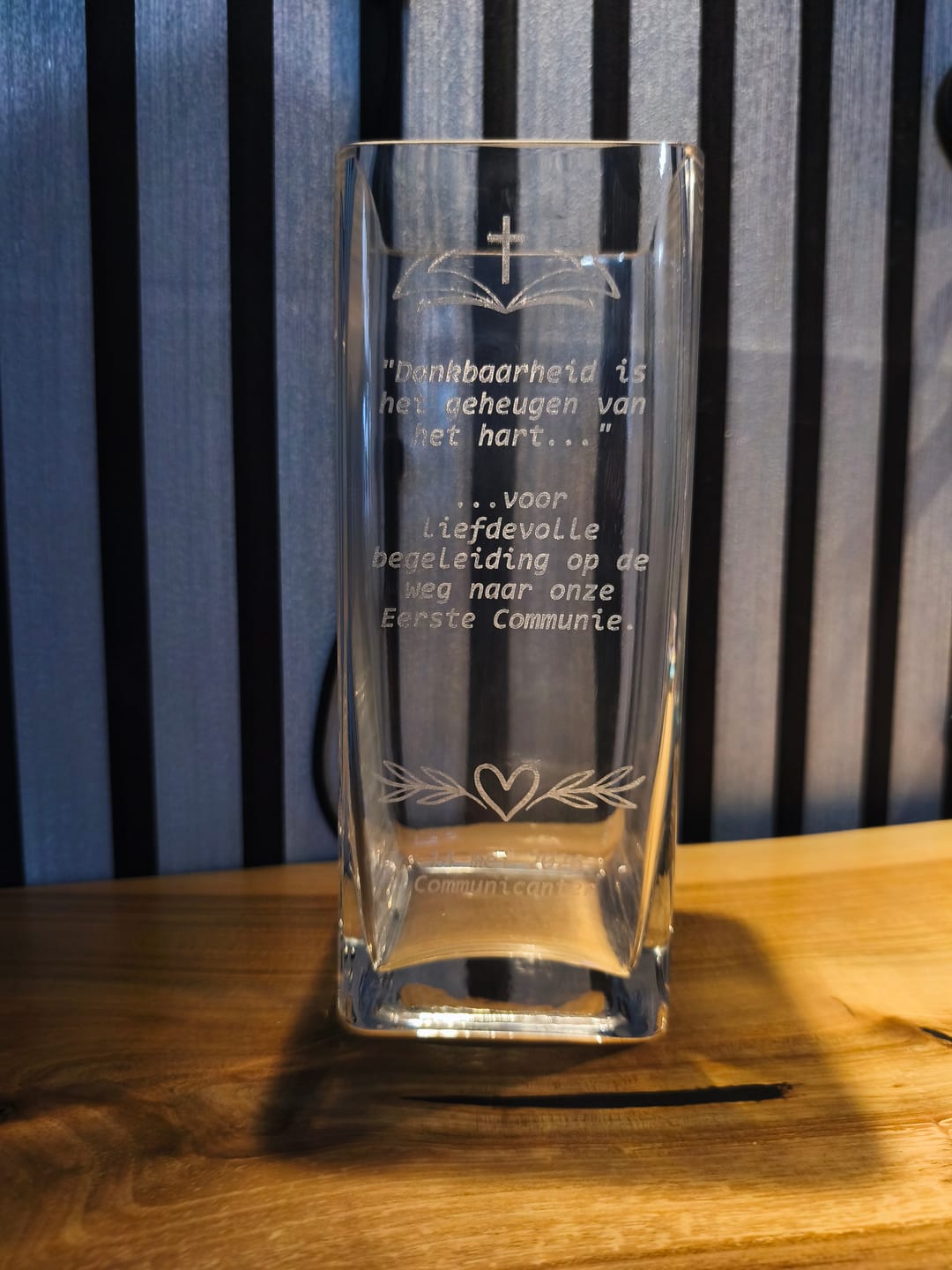 Customer photo review of Personalised Wedding Unity Glass Vase, Candles & Holders Set - Square 10D x 25cmH