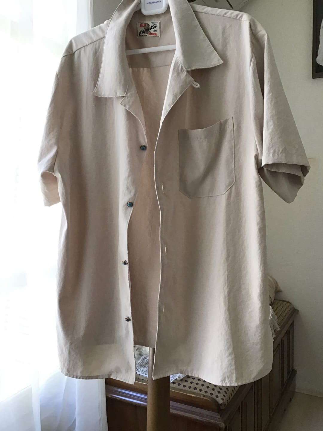 Customer photo review of ターコイズ風ボタン付き ピーチスキンシャツ　新色追加！