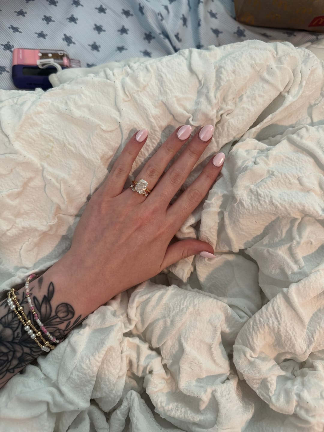 Customer photo review of S925 Classic 4.5 Carat Radiant Cut Simulated Diamond Engagement Ring/Wedding Set