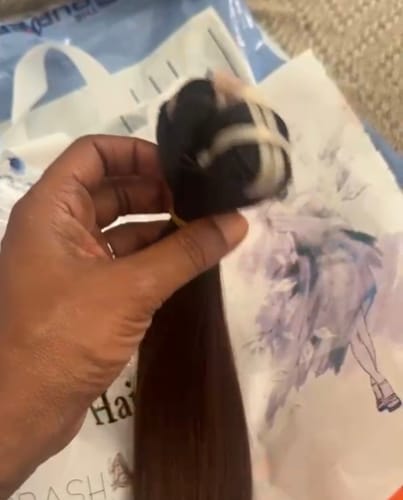 Customer photo review of Vietnamese Super Double Drawn Bone Straight Ombre Chocolate Brown Closure