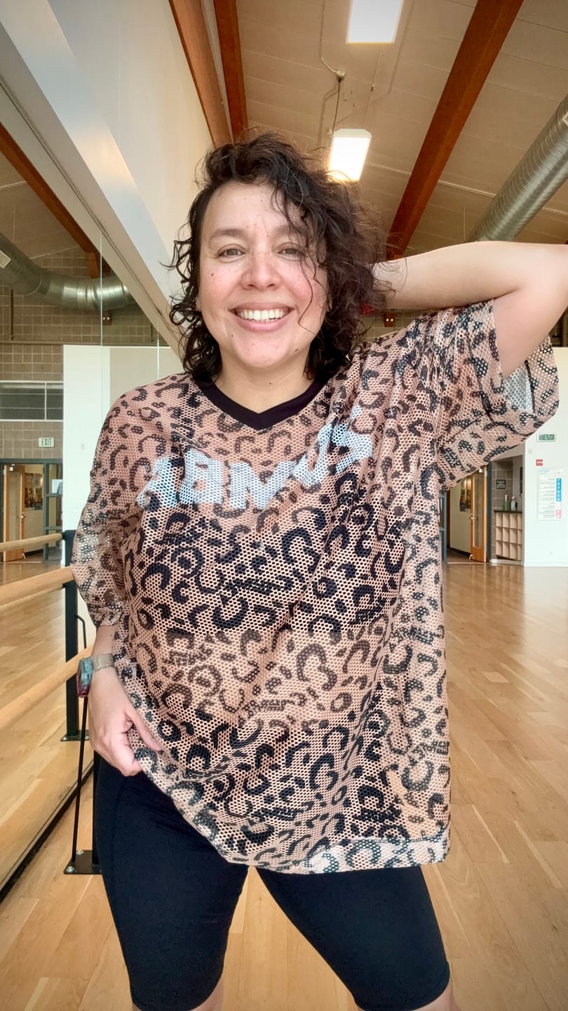Customer photo review of Zumba Wildbeat Oversized Mesh Top