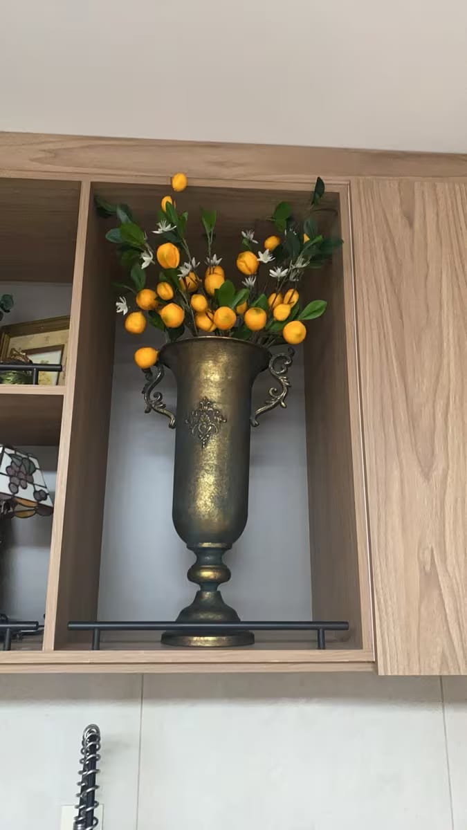 Customer photo review of Antique Gold Vase – Vintage Metal Statement Piece