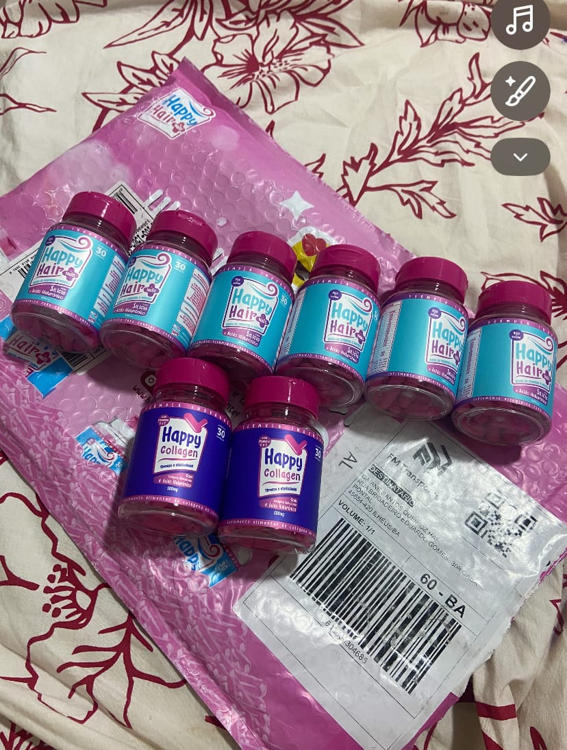 Customer photo review of Happy Hair 3 Potes + 3 Potes Grátis + 2 Potes de Colágeno (Total 8 Potes)