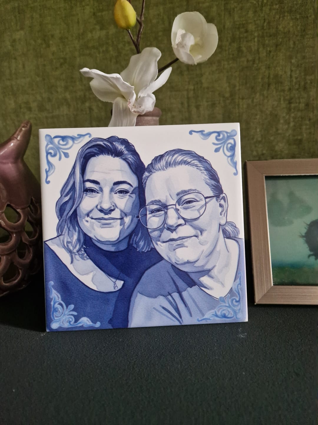 Customer photo review of Delfts Blauw tegeltje bedrukken met jouw foto