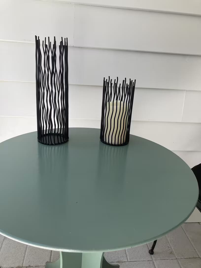 Customer photo review of Black Iron Candle Holder – Minimalist Tabletop Centrepiece
