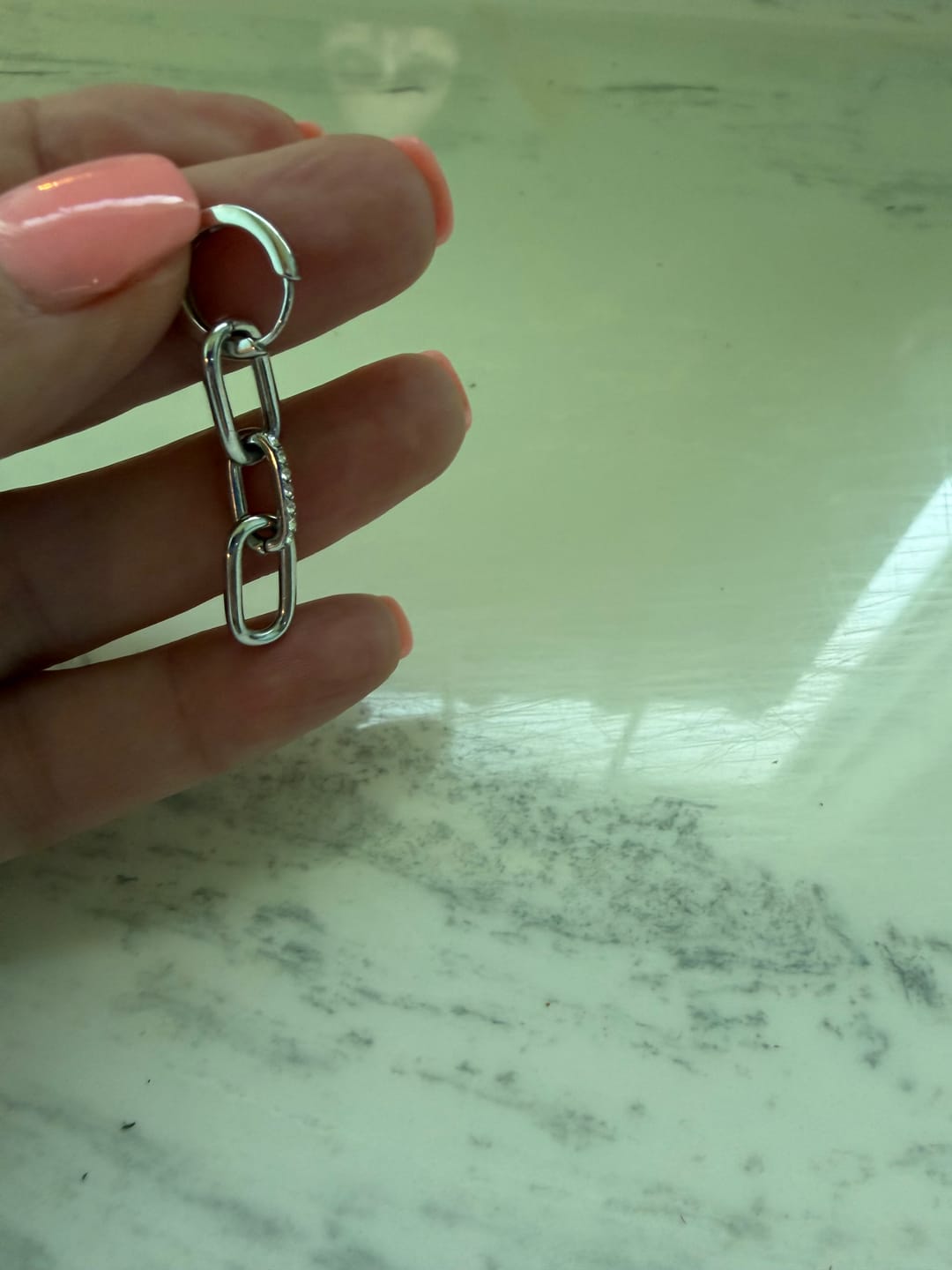 Customer photo review of Brinlee 18k White Gold Plated Chain Dangle Earrings with Swarovski Crystals for Women