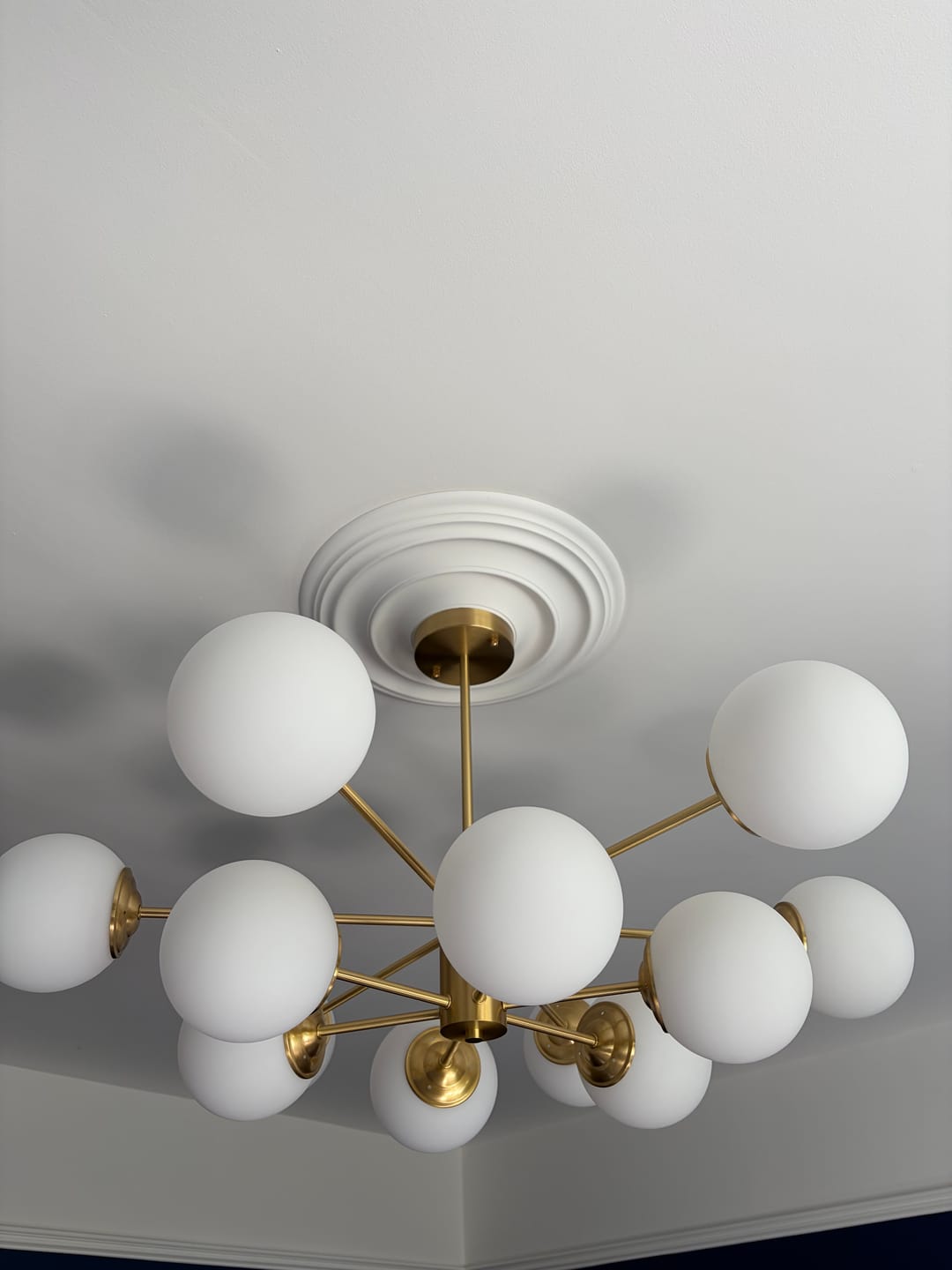 Customer photo review of 12-Light Two-tier Sputnik Opal Globe Chandelier