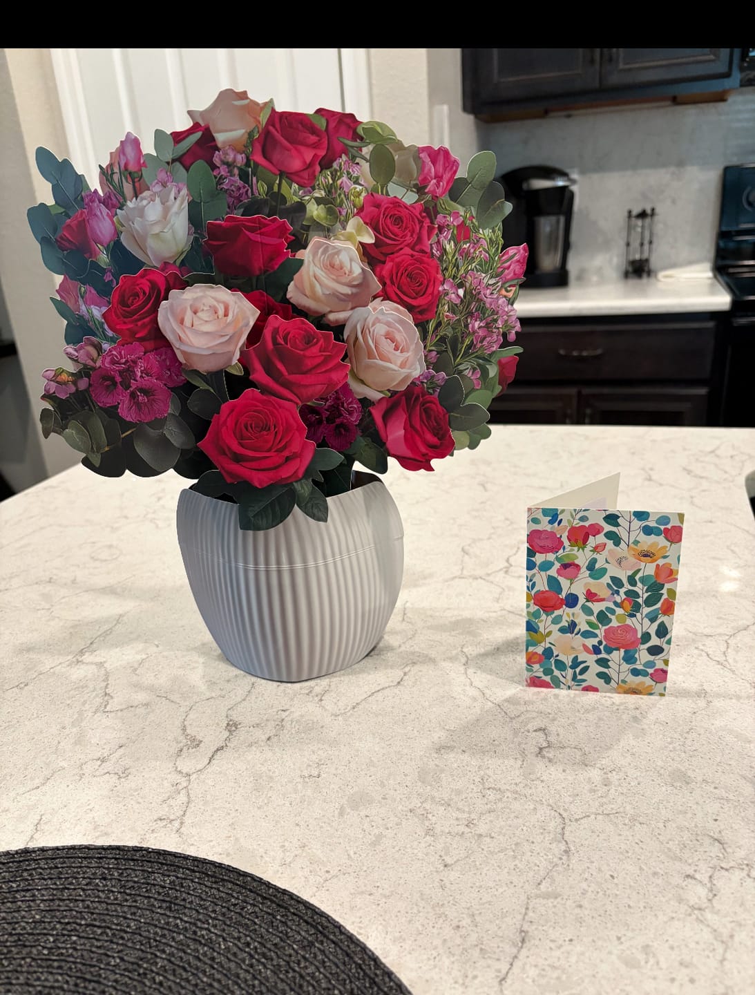 Customer photo review of Rosy Radiance Pop-Up Bouquet