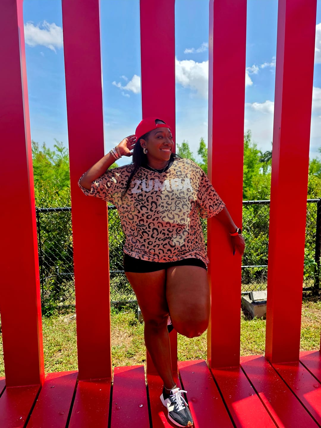 Customer photo review of Zumba Wildbeat Oversized Mesh Top