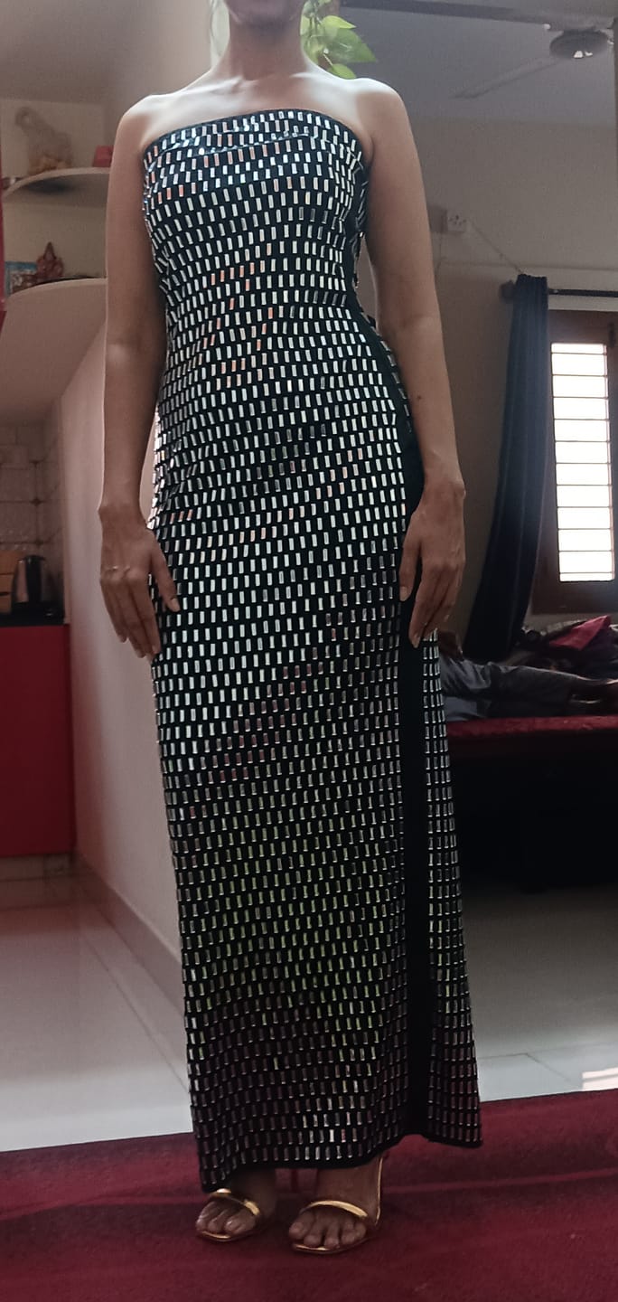 Customer photo review of Amira Rhinestone Studded Party Dress