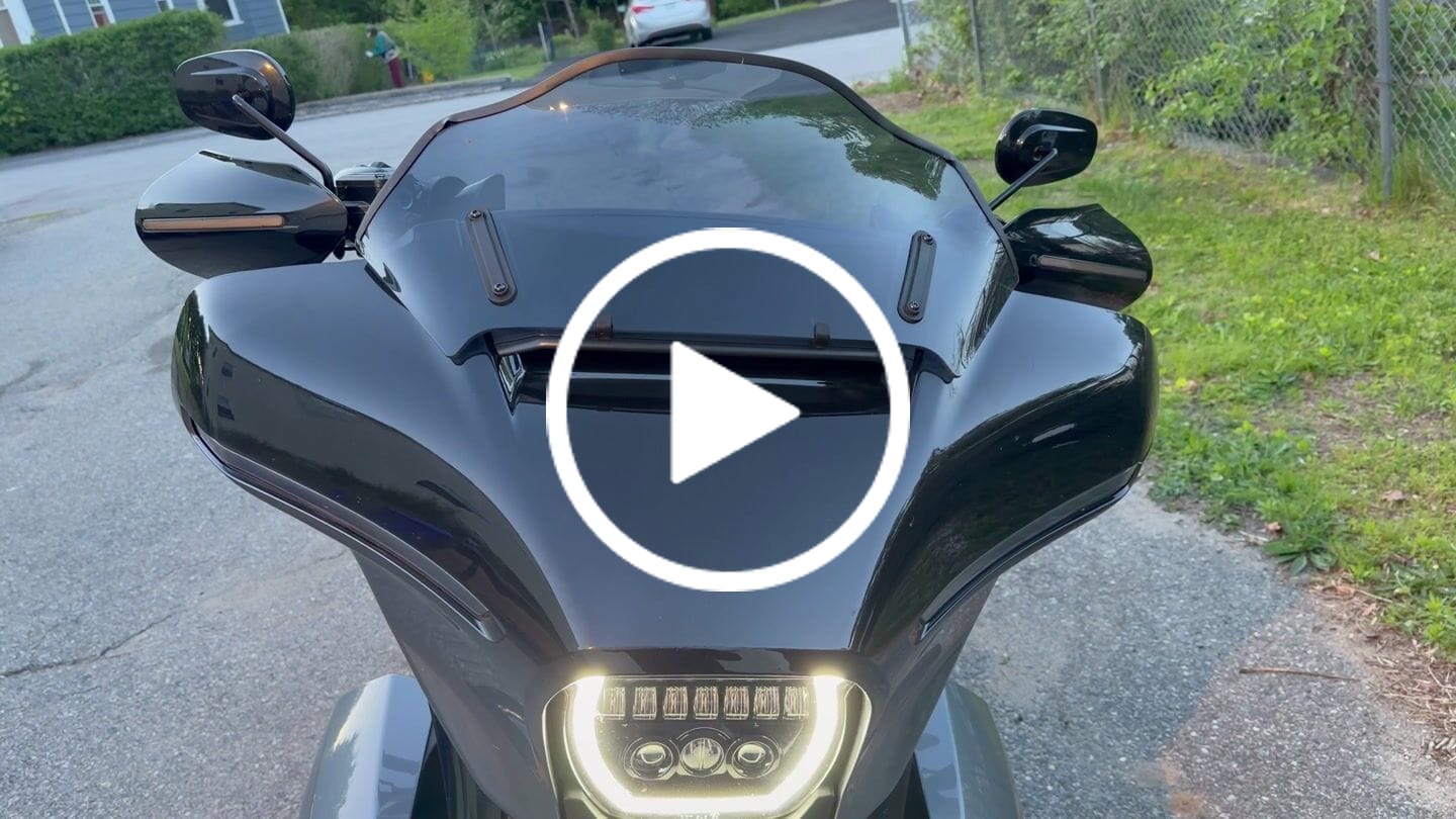Customer video review of Color Matched hand guard with LED for Touring & Softails