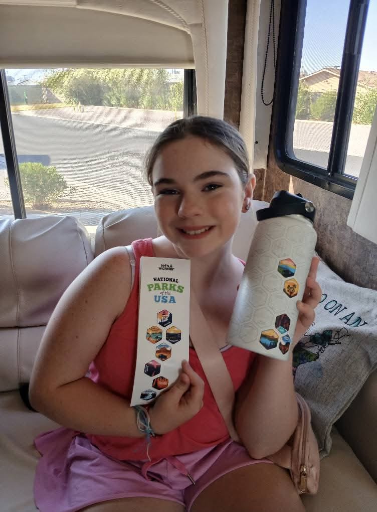 Customer photo review of Lets Wander™ World Explorer Water Bottle + Sticker Set