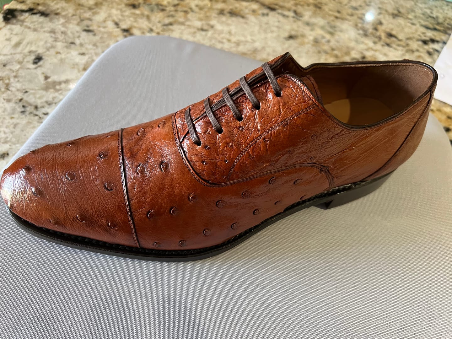 Customer photo review of Brown Ostrich Oxford Shoes