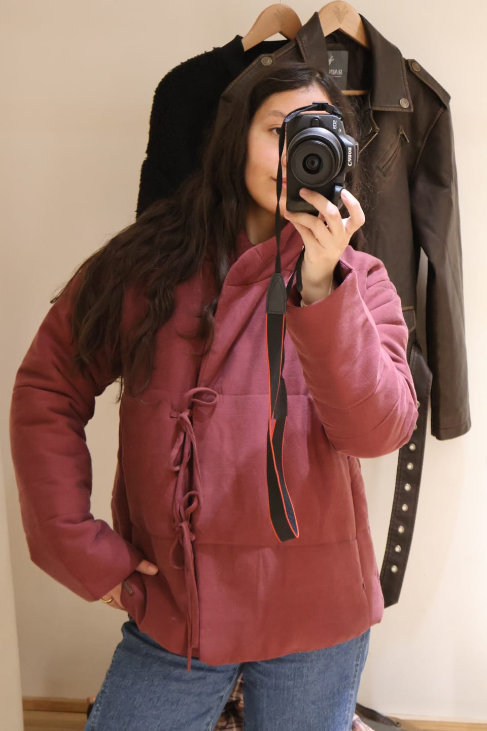 Customer photo review of Chaqueta Lazo Cruzado Burgundy