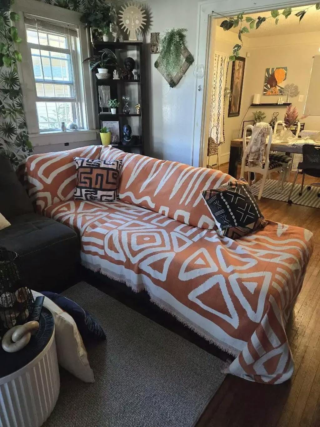 Customer photo review of Velvet Sofa Cover – Geometric Jacquard Protector