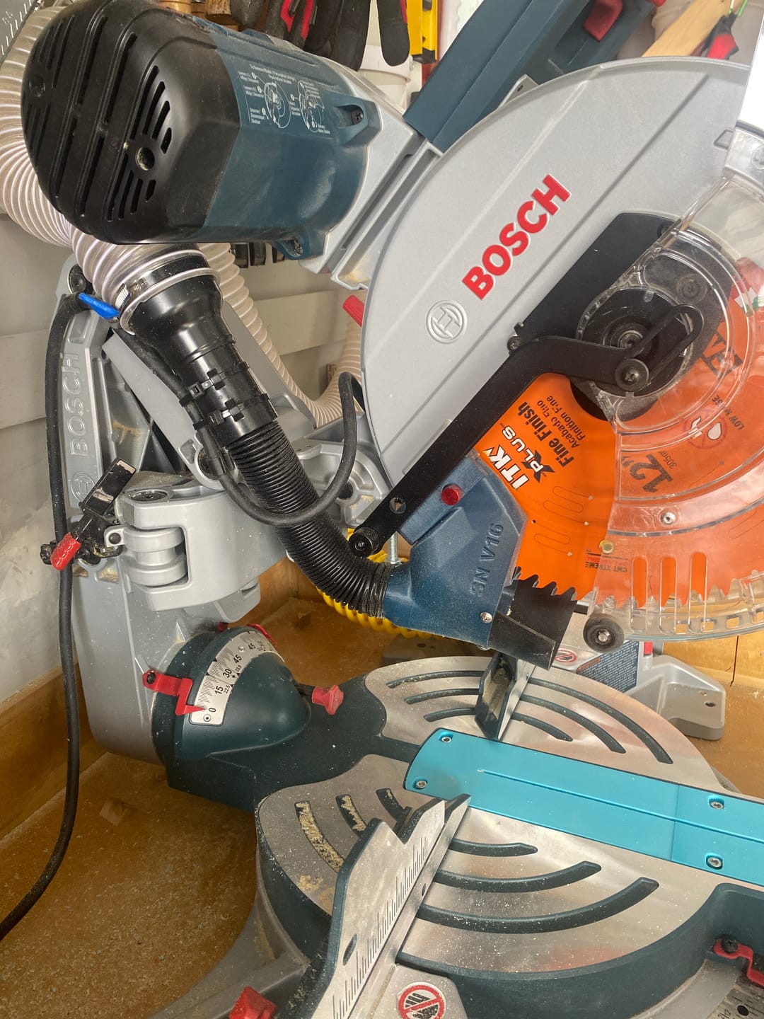 Customer photo review of Dust Collection Chute for Bosch Axial Glide Miter Saw