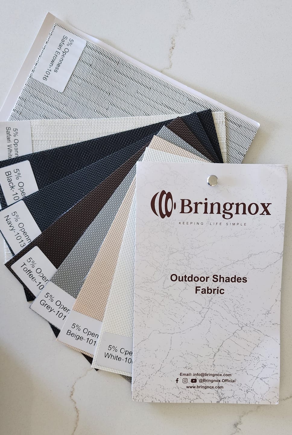 Customer photo review of Bringnox Motorized Blinds Outdoor & Solar Shades Fabric Swatch