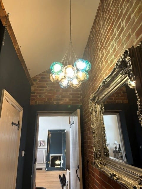 Customer photo review of Cluster Glass Ball Pendant Lights with Multi-Color Globes