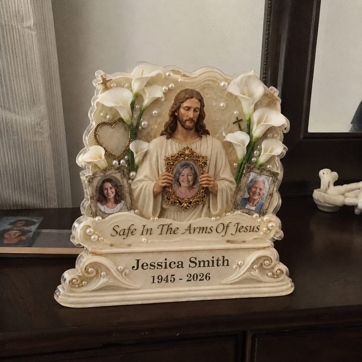 Customer photo review of Safe In The Arms of Jesus -  Personalized Custom Shape Acrylic Plaque - Sympathy Gift For The Loss of Loved One