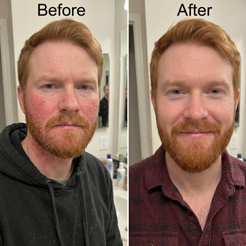 Customer photo review of Flyleaf®  Visible Beard & Scalp Relief in 7 Days Without Steroids