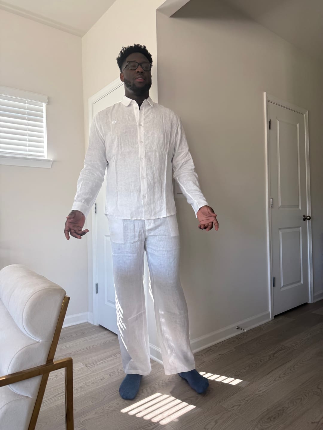 Customer photo review of WHITE LINEN SET