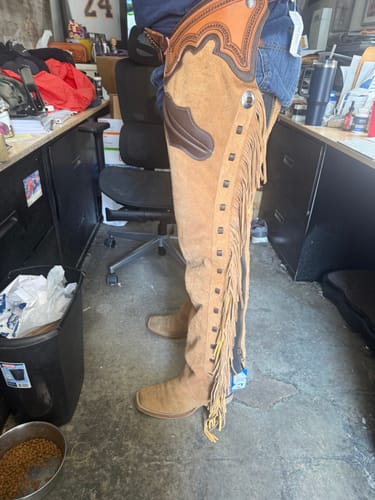 Customer photo review of Rockin Buckskin Shotgun Chaps