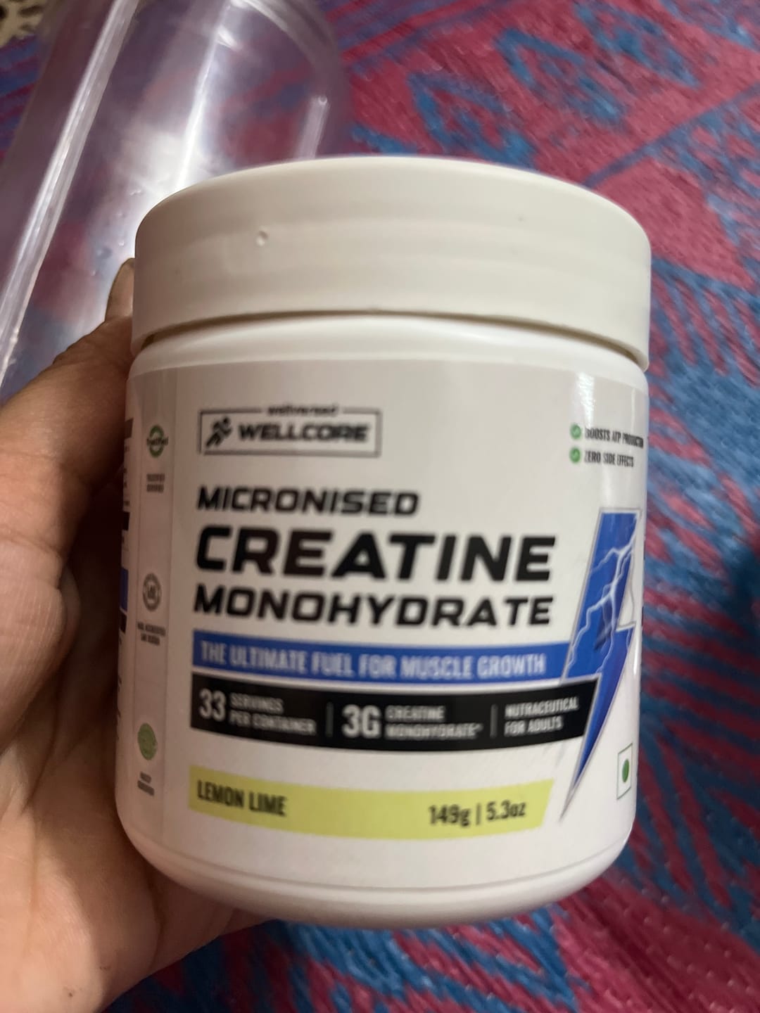 Customer photo review of Wellcore - Pure Micronised Creatine Monohydrate | Lemon Lime (149g, 33 servings)