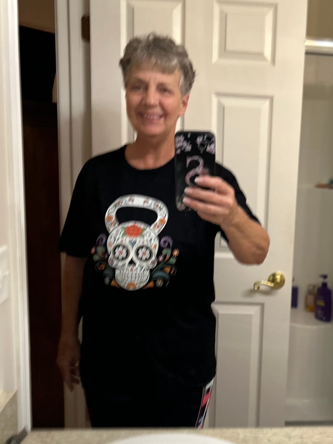 Customer photo review of Floral Kettlebell T-Shirt