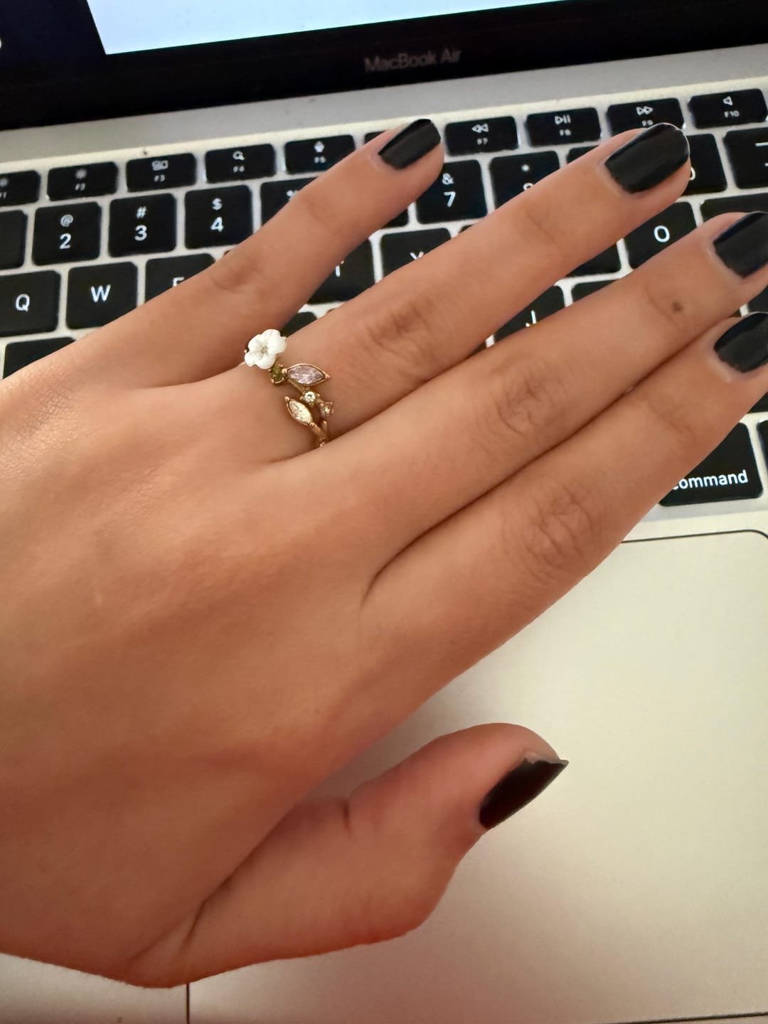Customer photo review of Crystal White Blossom Ring Gold