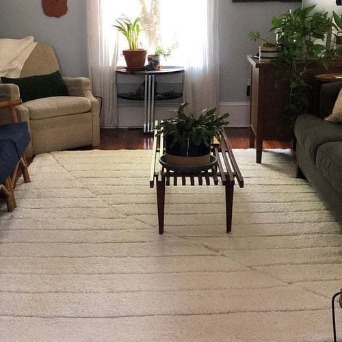 Customer photo review of Custom Beni Ourain Rug | Navy Blue and White Chevron Geometric