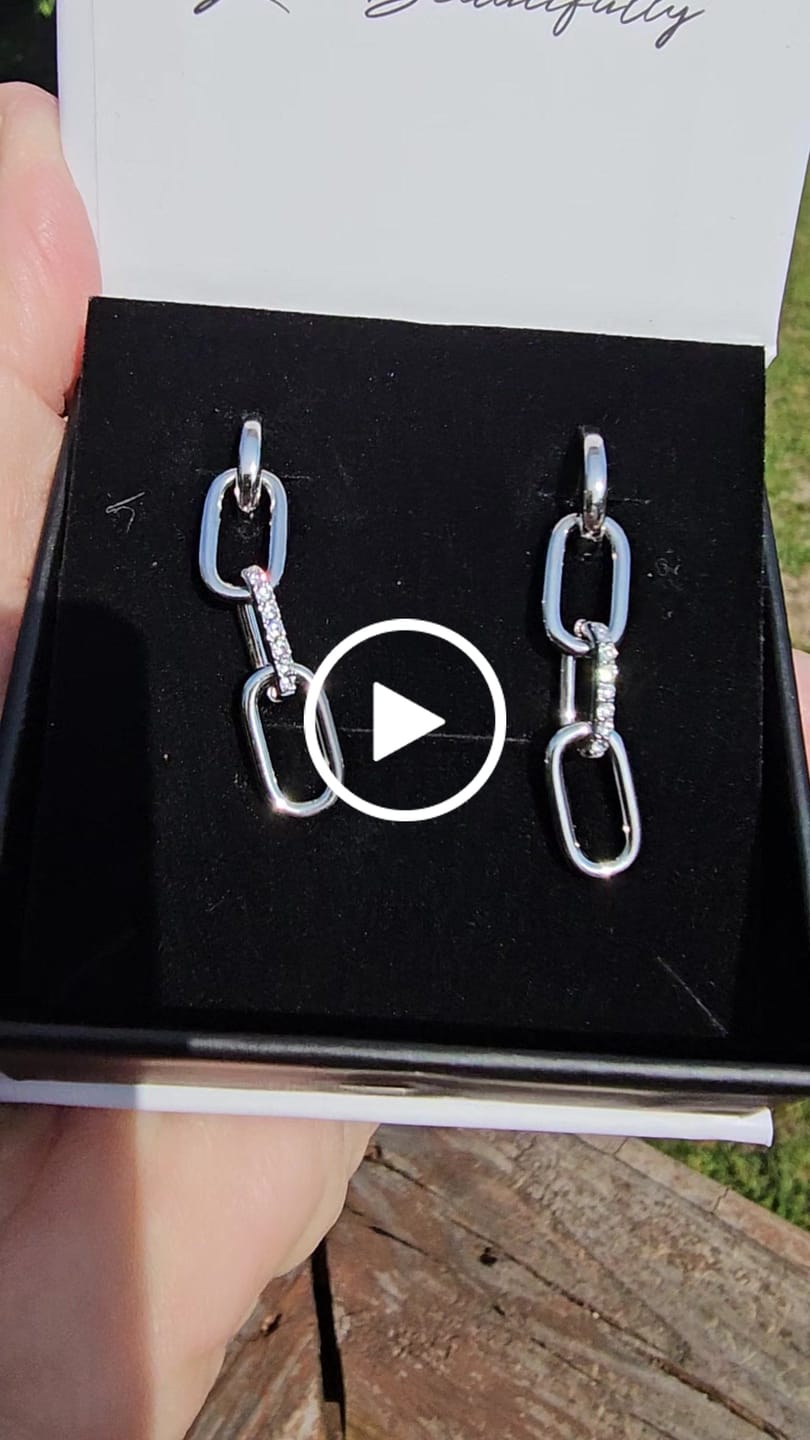 Customer video review of Brinlee 18k White Gold Plated Chain Dangle Earrings with Swarovski Crystals for Women