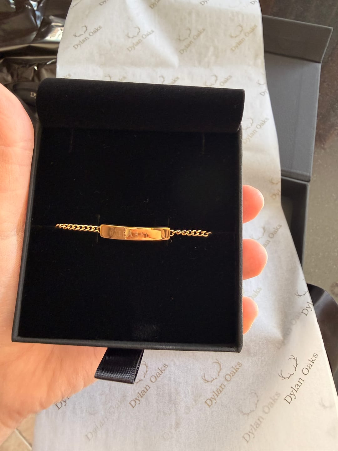 Customer photo review of The Engraved Bracelet Gold