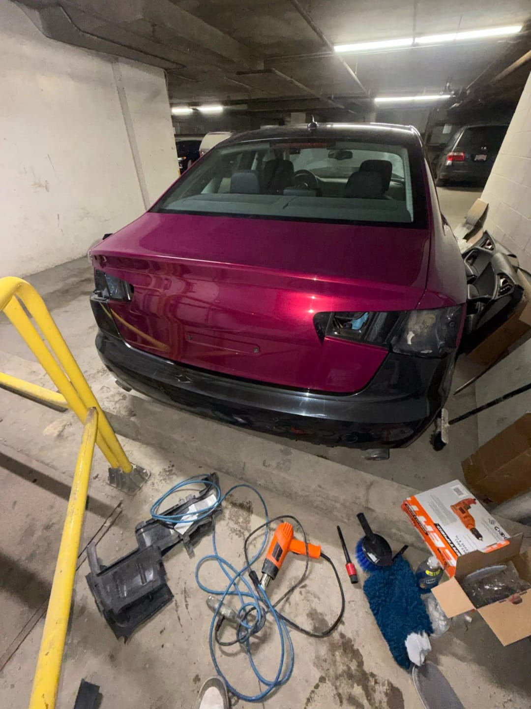 Customer photo review of Mallcas™ Glossy Metallic Glass Tower Red Vinyl Wrap (PET Liner)