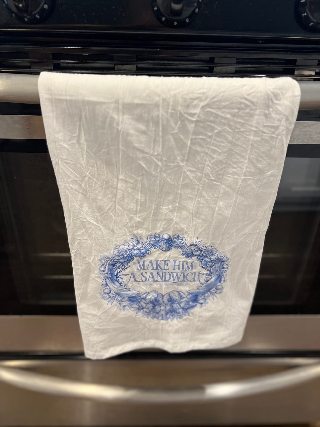Customer photo review of Make Him a Sandwich Kitchen Towel