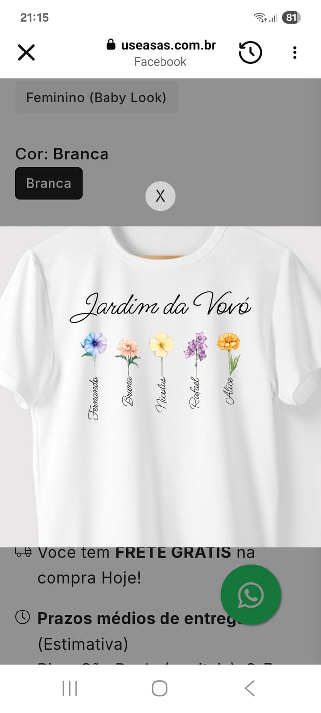 Customer photo review of Camiseta JARDIM DA VOVÓ - NOVAS FLORES  | Presente para Avó | Algodão 100%