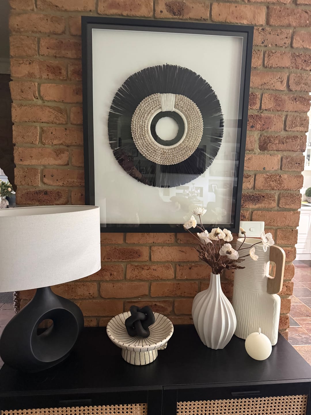Customer photo review of African Shell Ring White & Grass Mat Black on White Artwork 67 x 85cm