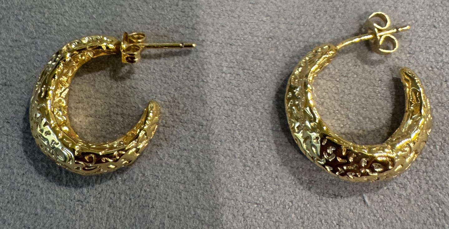 Customer photo review of Oaklynn 18k White Gold Plated 20mm Semi-Hoop Earrings for Women