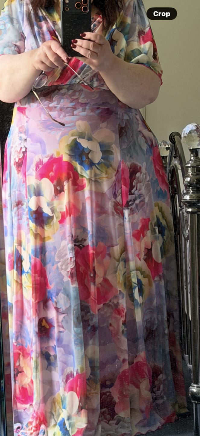Customer photo review of Isabelle Pink Lemon Multi Float Sleeve Maxi Dress