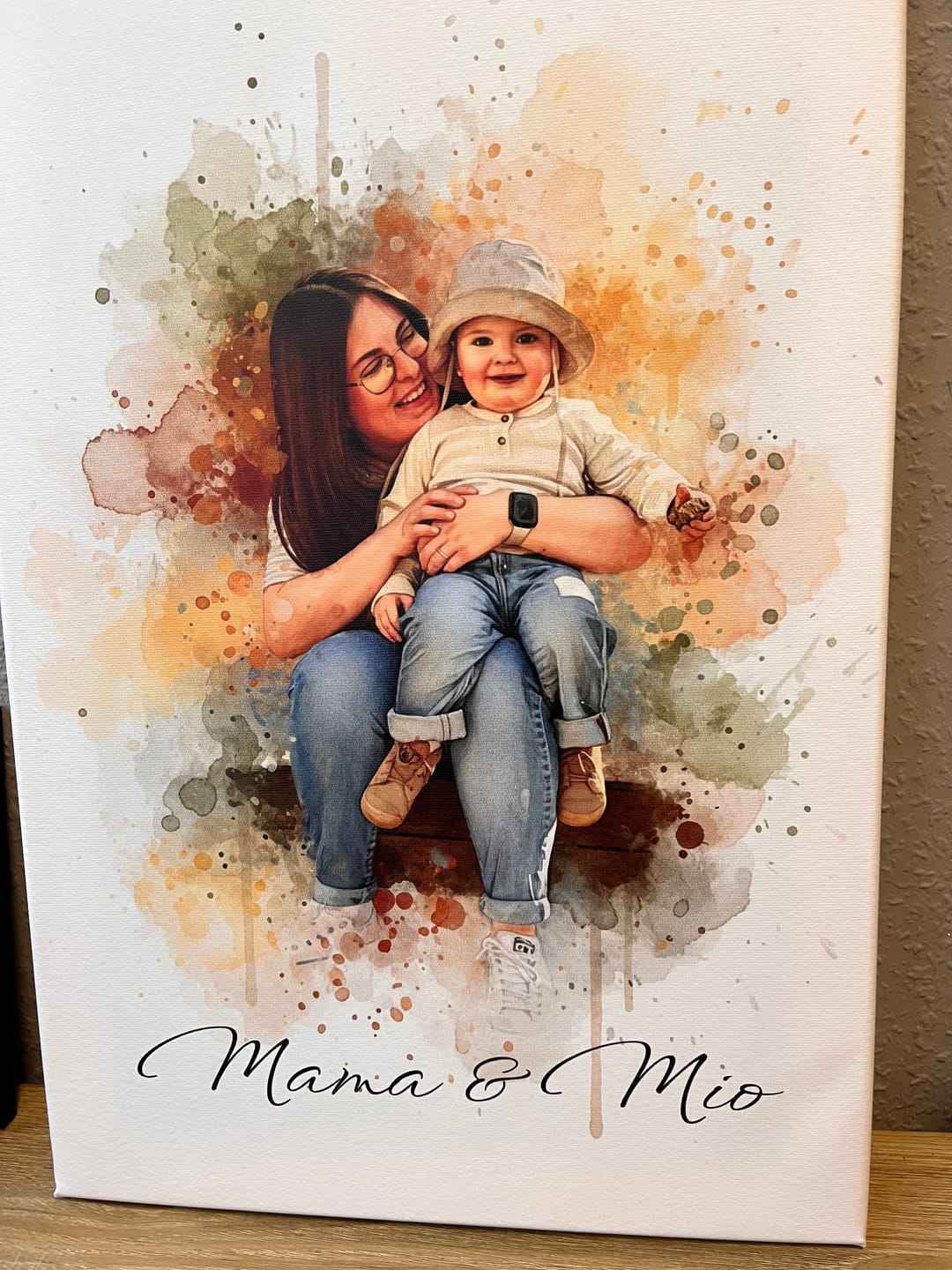 Customer photo review of Foto deines Baby im Aquarell-Stil | Geschenk zur Geburt