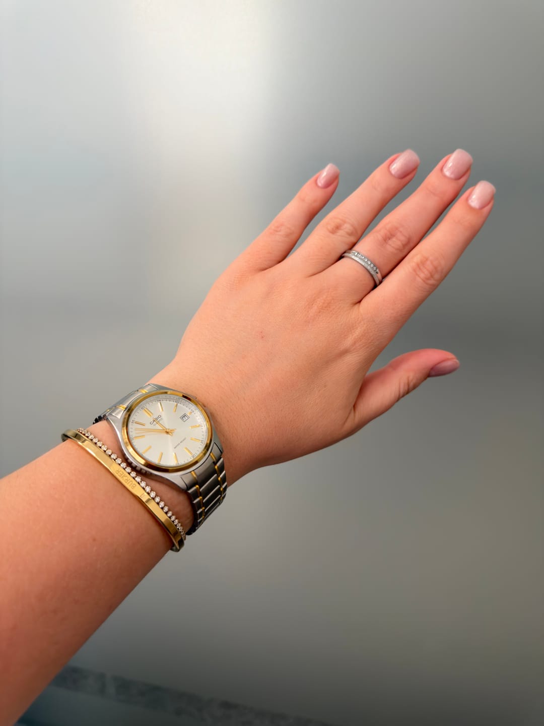 Customer photo review of Ava Petite Gold White Bracelet