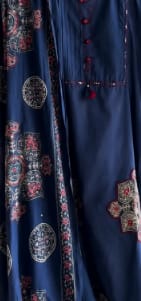 Customer photo review of Pure Cotton Navy Blue Patchwork A-Line Kurta Pant Dupatta Set